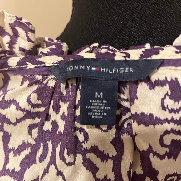Tommy Hilfiger Edwardian Collar Sleeveless Peasant Blouse in Grape/Ecru, size M - Picture 3 of 4